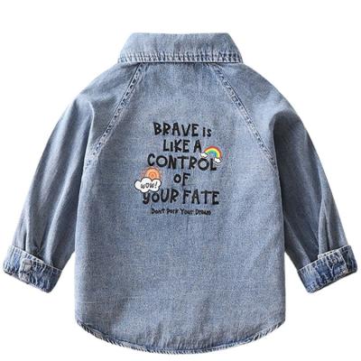 China Beautiful Sustainable Durable Blouse Denim For Fall Years Of Denim Shirt Children School Kids Shirts 2 To 8 for sale