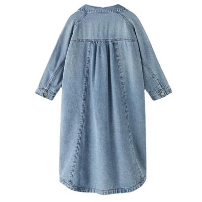 China Wholesale Girls Style Girls Shirts Breathable Korean Soft Casual Blue Denim Shirt for sale