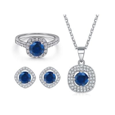 China Custom Drop Shipping925 Sterling Silver 14K 18K 24K CZ Romantic Gold Plated Zircon Earring Necklace Ring Jewelry Set for sale