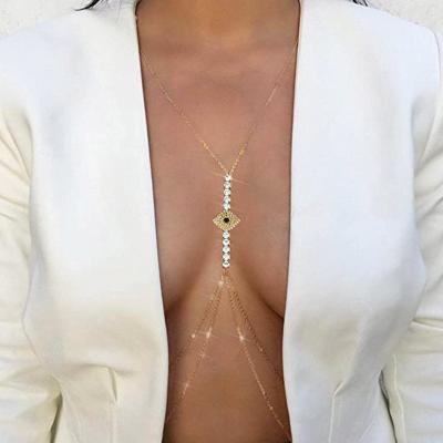 China FASHIONABLE drop shipping body chain devil eyes sexy body necklace body jewelry for woman for sale