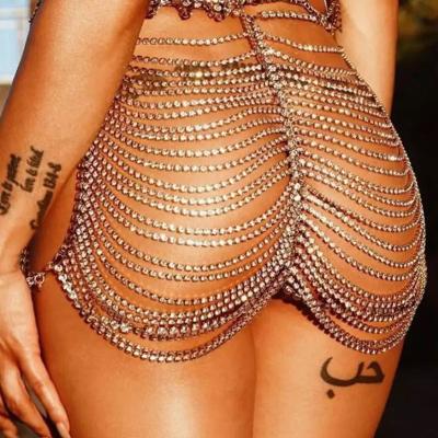 China FASHIONABLE Drop Shipping Shorts Sexy Belly Chain Women Body Chain Pants Summer Crystal Bikini Dance Waist Wear for sale