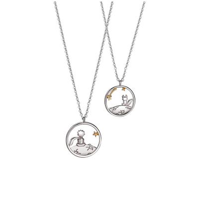 China Fashion Simple Design 925 Small Drop Shipping Sterling Silver Necklace Cartoon Fox Prince Pendant Necklace For Gift for sale