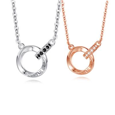 China Europe and America drop ship Mobius Ring Couples Necklace 925 Sterling Silver Clavicle Chain Necklaces for women men for sale