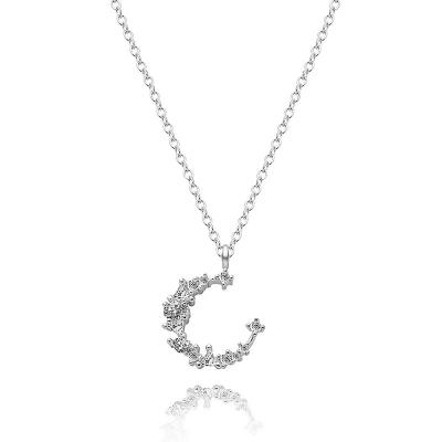 China Fashion Romantic Hot Sale Drop Shipping Link Chain Necklace Letter C Moon Silver Pendants 925 Charms Necklace for sale