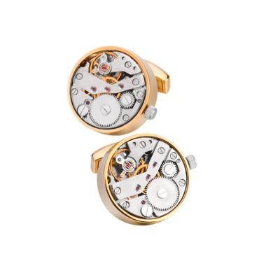 China Soft Drop Shipping Silver Watch Movement Cufflinks Vintage Steampunk For Mens Luxury Father's Day Gift for sale