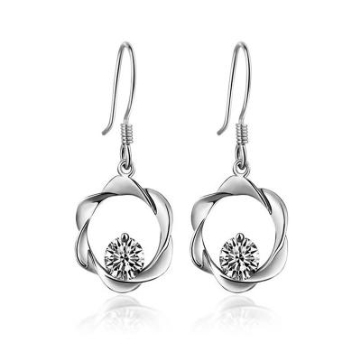 China Romantic Drop Shipping Classic Fine 925 Silver With 3A CZ Stone Charms Earrings Dangle Drop Earrings Trendy for sale