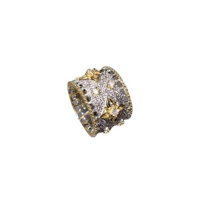 China CLASSIC Drop Shipping Texture Cut Out 18K Gold Plated Diamond Ring Jewelery Lace Micro Inlaid Micro Snowflake Sparkling Zircon Ring for sale