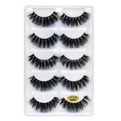 China Comfortable 5 Pairs Natural Thick 3d Mink False Eyelashes Lashes Long Black Soft Mink Lashes Makeup Eyelash for sale