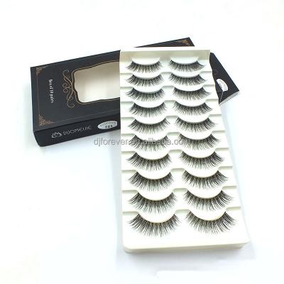 China Softly 10 Pairs Handmade Natural Soft Eye Fashion Makeup Lash Synthetic False Long False Eyelashes Eyelashes for sale