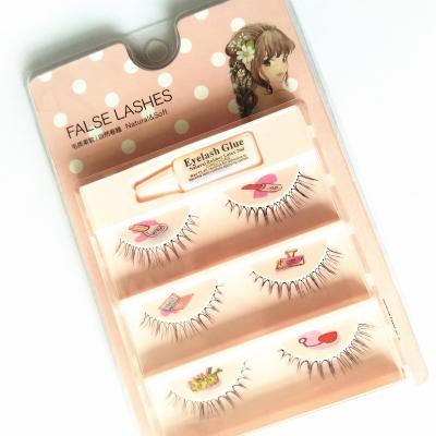 China Long 3 Pairs Natural Realistic Nude Makeup Japanese Nature Hot Eyelashes Handmade With Glue Makeup Eyelashes for sale