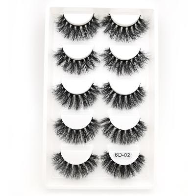 China Wholesale Seller New Design 6D Mink Lashes 5 Natural Soft Pairs Natural False Mink Strip False Eyelashes for sale