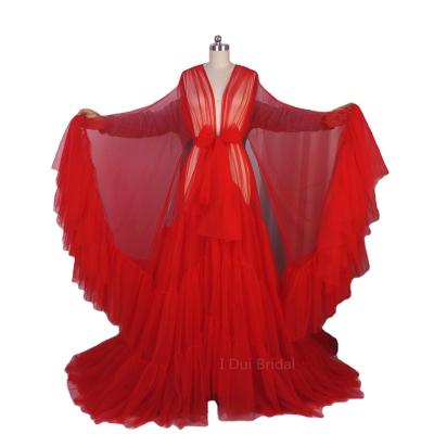 China Classy Hollywood Robes Hollywood Long Dress Tulle Dressing Gown Performance Equipment Clog Queen Photography Lingerie Wear for sale