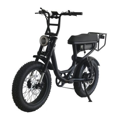 China 20 Inch Aluminum Alloy Suspension Double Step-thru Fat Tire E Bike Factory Supply 250W/500W/750W Rear Hub Motor Electric Bike for sale