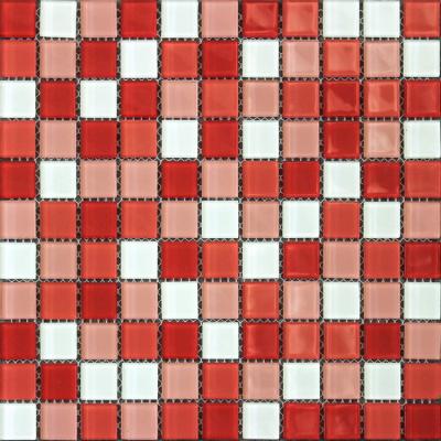 China China European High Quality Pure Red Mix White Decorative Glass Mosaic Tiles Flooring Tiles For Swimming Pool And Villa for sale