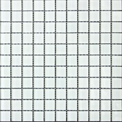 China Kitchen Iridescent Glass Backsplash Glass Mosaic Tile Parquet Square Swimming Pool White Glitter Mosaic Slab for sale