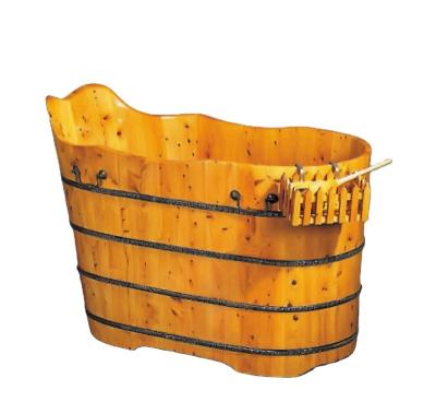 China High quality healthy soild 1200mm wooden barrel freestanding bathtub with back cushion for garden for sale