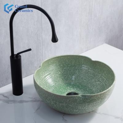 China Modern style high quality modern green bathroom terrazzo ceramic washbasin for kitchen and hotel for sale