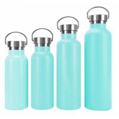 China Sustainable Turquoise 450/500/750/1000ml Insulated Sports Water Bottle Double Wall Stainless Steel Water Bottle Keeps Drinks Cold And Hot for sale