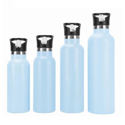 China Durable Sports Water Bottle 450/500/750/1000ml Light Blue Stainless Steel Double Wall Insulated Water Bottle Keeps Drinks Cold And Hot for sale