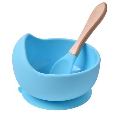 China Minimalist Amazon Muti Colors Soft Silicone Suction Food Grade Baby Bowl And Spoon For Kids Form Baby Tableware for sale