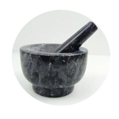 China Marble Slidings Workable Black Mortar And Pestle Set 14x9cm Scratch Resistant Bottom Polished Marble Spices Herbs Pesto Grinder for sale