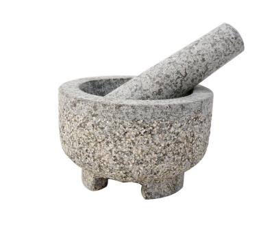 China 14.5x10cm 2Cups Natural Granite Mortar And Pestle Set Sliding Scratch Resistant Bottom Polished Granite Spices Herbs Pesto Grinder for sale