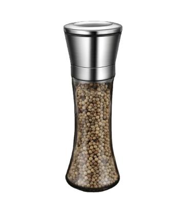 China Sustainable Premium Stainless Steel Salt and Pepper Grinder Adjustable Salt Grinder and Pepper Crusher Tall Glass Salt and Pepper Shakers for sale