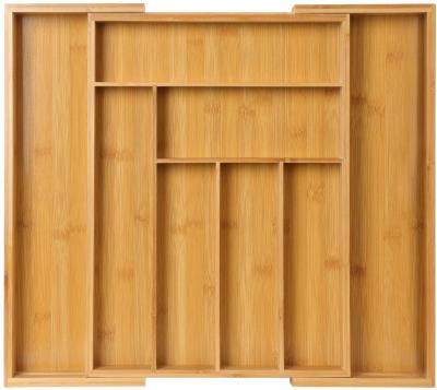 China Expandable Bamboo Drawer Organizer for Adjustable Cutlery Tray Wood Drawer Dividers Organizer Utensil Holder for Silverware for sale