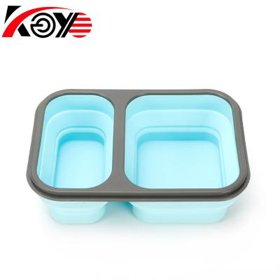 China Collapsible Rectangle Silicone Food Storage Container Microwavable Set Rest Or Lunch Stackable Bento Box Space Saving 4 Lids Meal Prep for sale