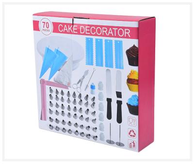 China Each To Use 70-Piece Cake Decorating Tools Kit Baking Supplies With Numbered Icing Tips, Pastry Bags, Smoother, Whistling Nozzles for sale