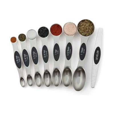 China High Quality Colorful 8 Piece Stainless Steel Double Head Stainless Steel Magnetic Doser Set With Lever for sale