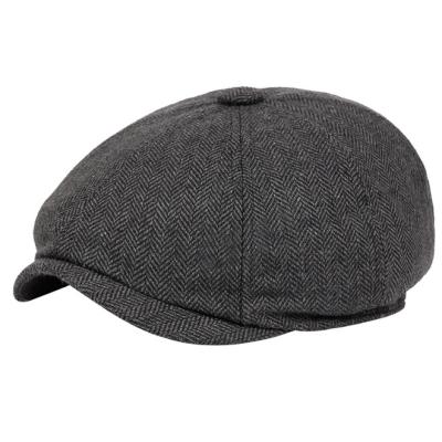 China Checked Fashion 8 Panel Mens Wool Felt Ivy Cap Hats Wholesale for sale