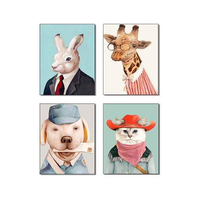 China Cute Dogs Canvas Prints Wall Decoration Four Panels Popular Home Decor for sale