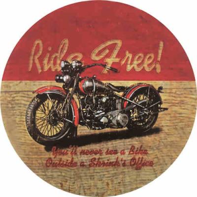 China motorcycle Bar Decorative Metal Signs, Wall Art Painting Tin Sign, Round 30cm Tin Poster for sale