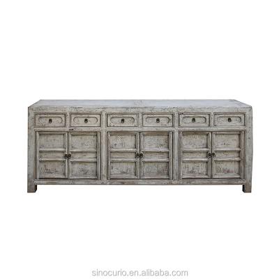 China Replica Adjustable Chinese Antique Vintage Wooden Distressed Bleached White Washed Sideboard (Others) Furniture for sale