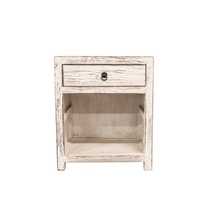 China Solid Timber White Wash Recycled Red Elm Bedside Table for sale