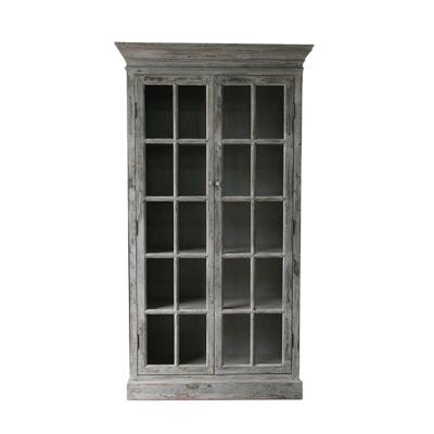 China Vintage Shabby Chic European Cupboard Adjustable Antique Reproduction Rustic Style Painted French Display Cabinet (The Other) for sale