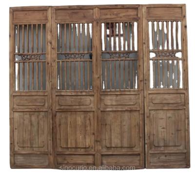 China CLASSIC Chinese Antique Wood Carving Folding Wooden Screen Room Divider Antique Decorative Screen for sale