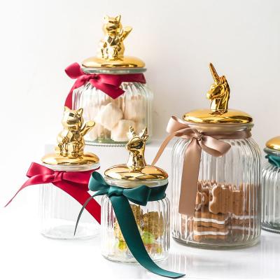 China Factory Wholesale Sales Traditional Kitchen Glass Canisters Clear Glass Food Storage Jar With Lids Plastic Candy Jar Storage for sale