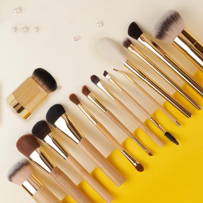 China Durable.skin-friendly Custom makeup brushes Logo Private label Synthetic hair Aluminum tube Natural  handle 14Pcs T Series Makeup brushes for sale