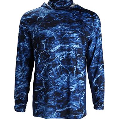 China Antibacterial Wholesale Custom LOGO Camouflage Hoodie Men's Long UV Polyester Sunscreen Sleeve Fishing Shirt Hoodie for sale