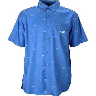 China Antibacterial Men's Shirt Button Custom LOGO Printed Sunscreen Leisure Outdoor Men's Short Fishing Shirt Long for sale