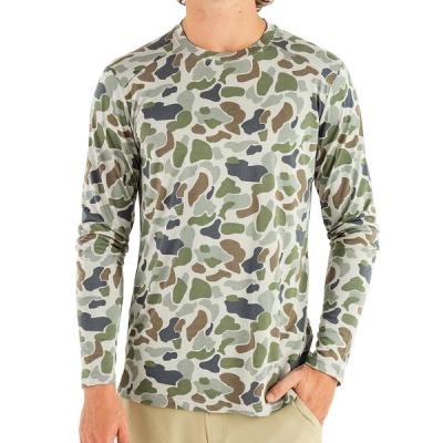 China Full Anti-wrinkle Sublimation Camouflage Pattern Men Fishing Shirt Summer Anti UV Long Sleeve Fishing Clothing for sale