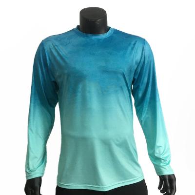 China OEM Full Sublimation Anti-UV Pattern Fishing Shirt Long Sleeve Crew Neck Fishing Shirt Fishing Apparel Men UPF 50 for sale