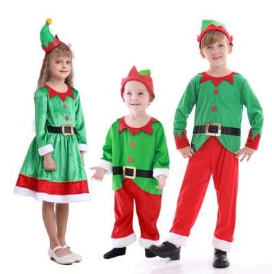 China Anti-static Christmas children's clothing boys and girls costume kindergarten elf dress up clothes kids Santa Claus sets for sale