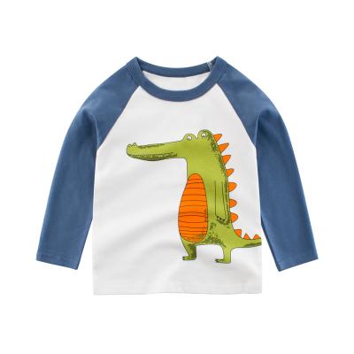 China Custom Anti Shrink Kids Long Sleeve T-shirt Kids Clothes Printing 100% Cotton Cartoon Crocodile Kids Baby Boy T-shirt For Kids Boys for sale