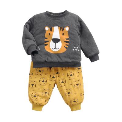 China Antibacterial Children's Sets Baby Sweater Velvet Cotton Thick Pants Set Clothes For Babies For 1-3 Years Autumn And Winter Animal for sale