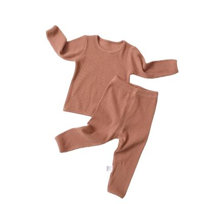 China New Breathable Autumn Baby Kids Cotton Mine Neck Push-Up Two-Piece Suit Baby Long Round Pants Clothes for sale