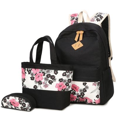 China Waterproof Customized Canvas Three Separate Set Flower Backpack With for sale