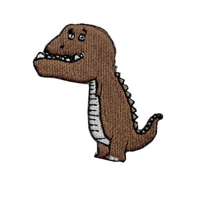 China 100% material style 3D plain polyester thread embroidery patch cartoon dinosaur embroidery patch for sale